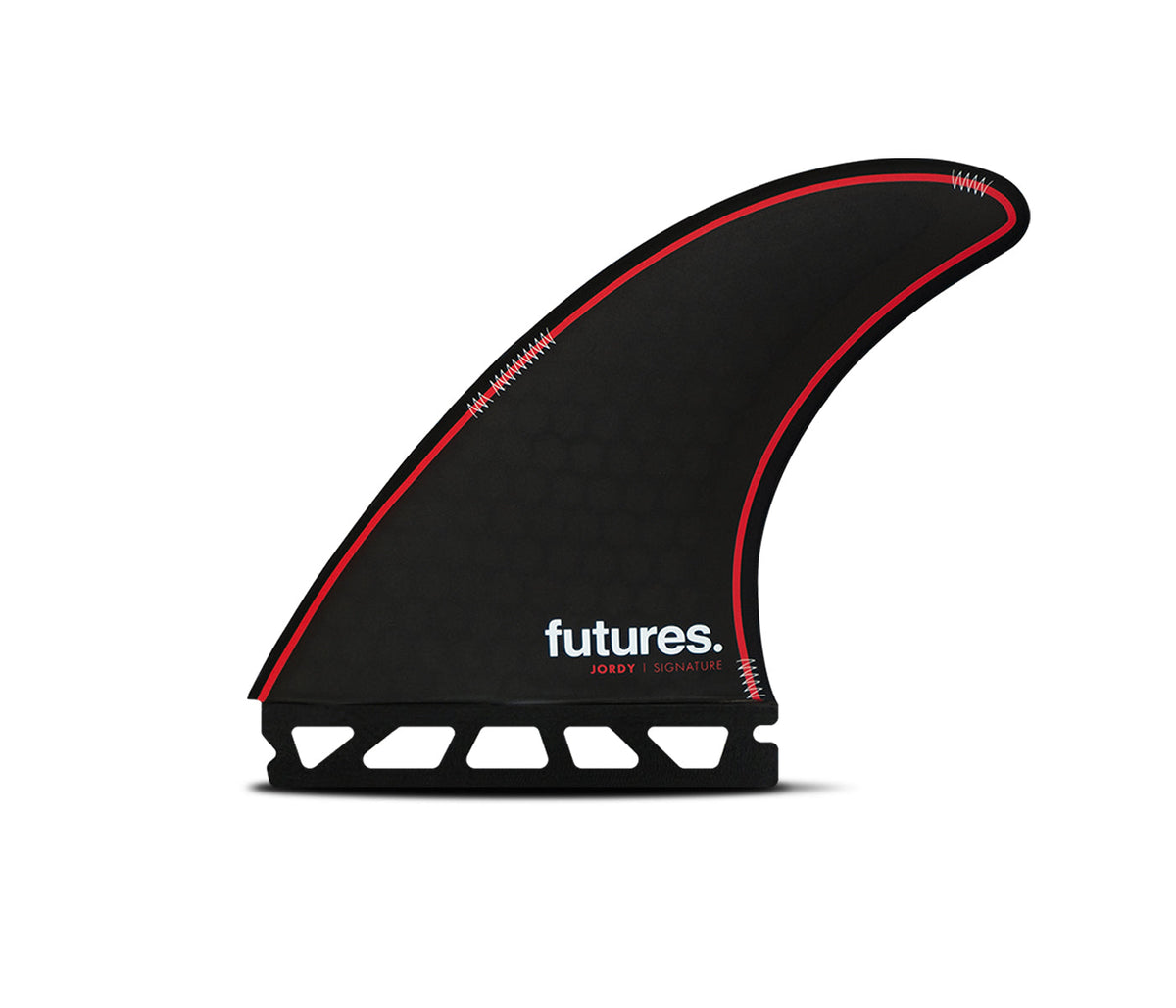 Futures Jordy Smith Large Honeycomb Thruster Fins Black/Red - SantoLoco Hawaii