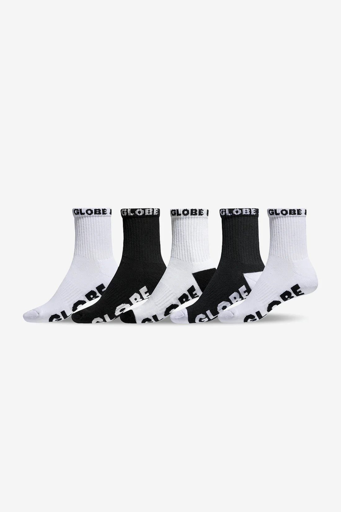 Globe Quarter Sock 5 Pack Black/White