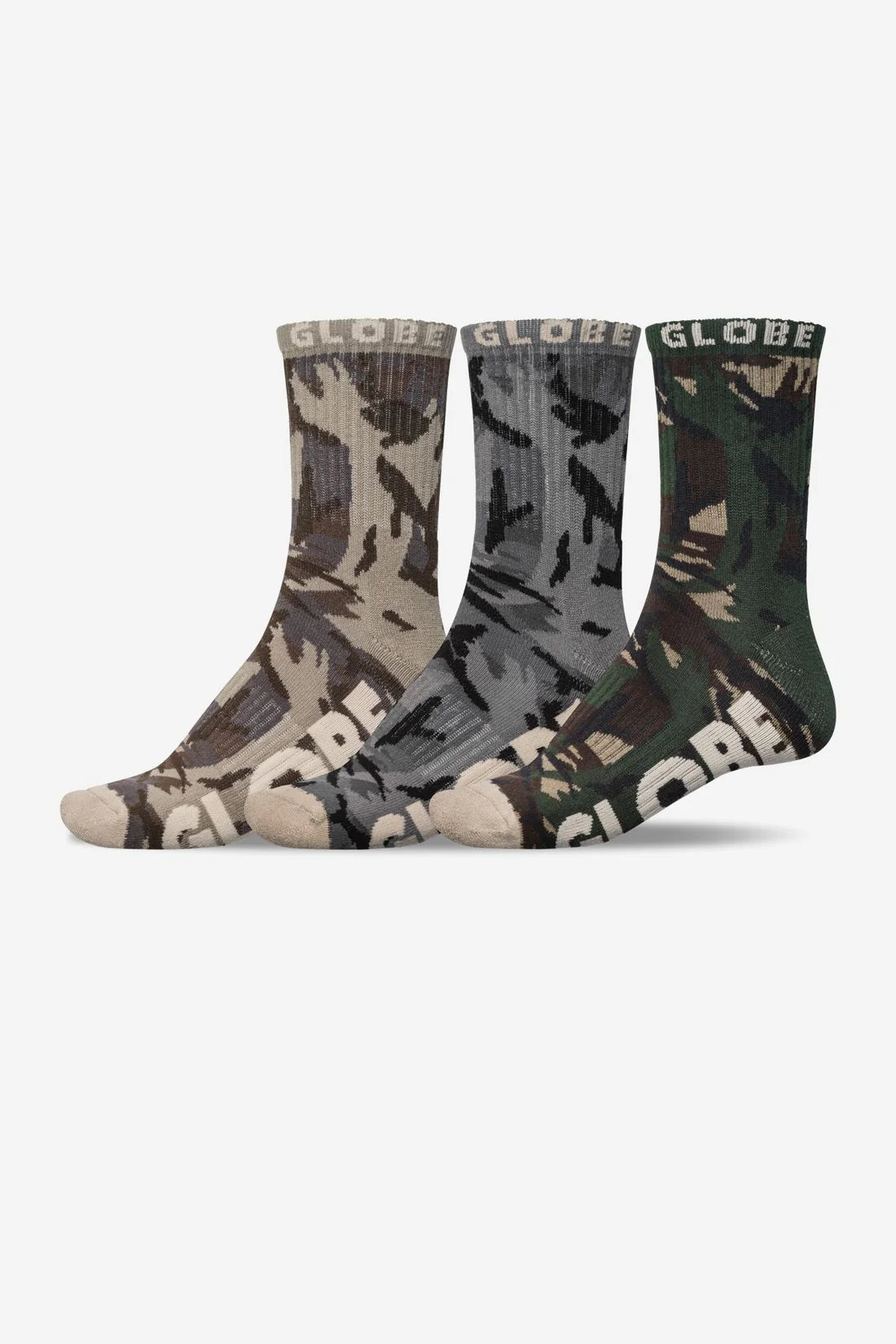 Globe Eco Camo Crew Sock 3 Pack 7-11