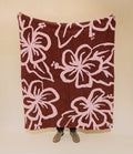Sundream Hibiscus Plush Throw - Maroon/Pink