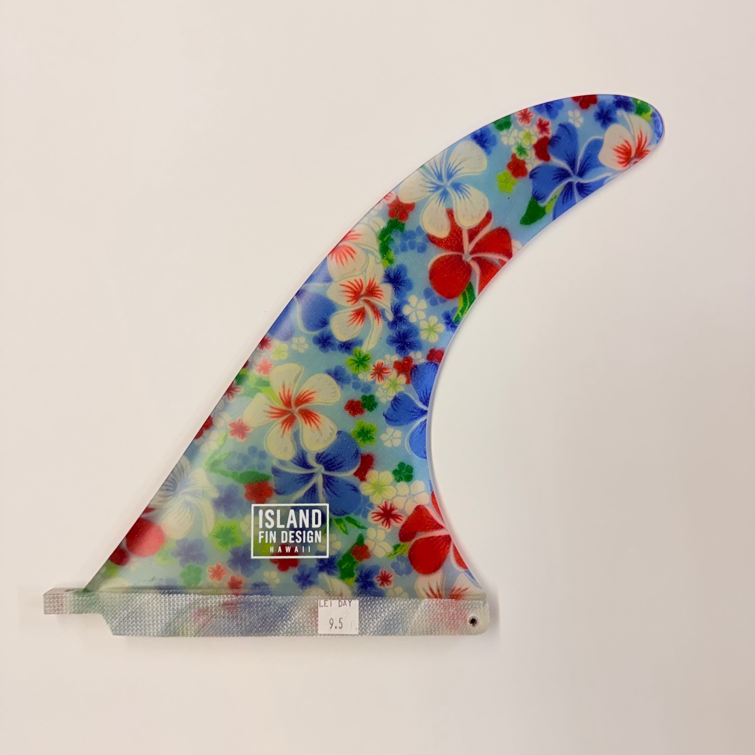 Island Fin Design Lei Day 9.5" Fin Blue Floral