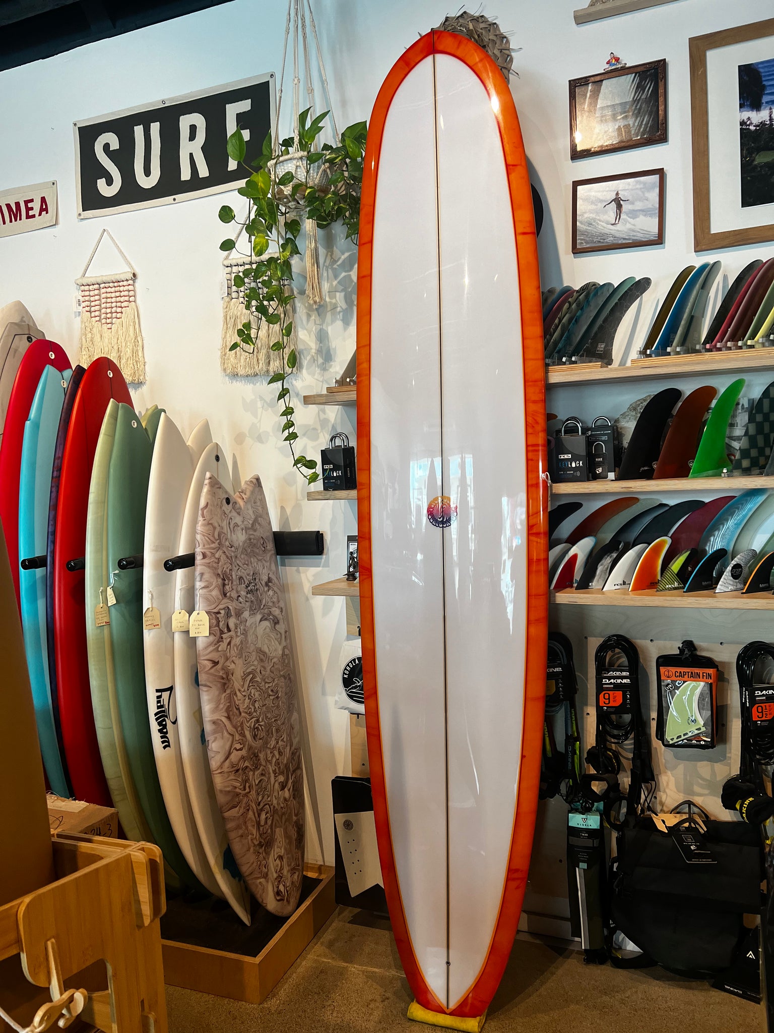 Psyched Surfboards 9'4 Longboard White/Orange Flare