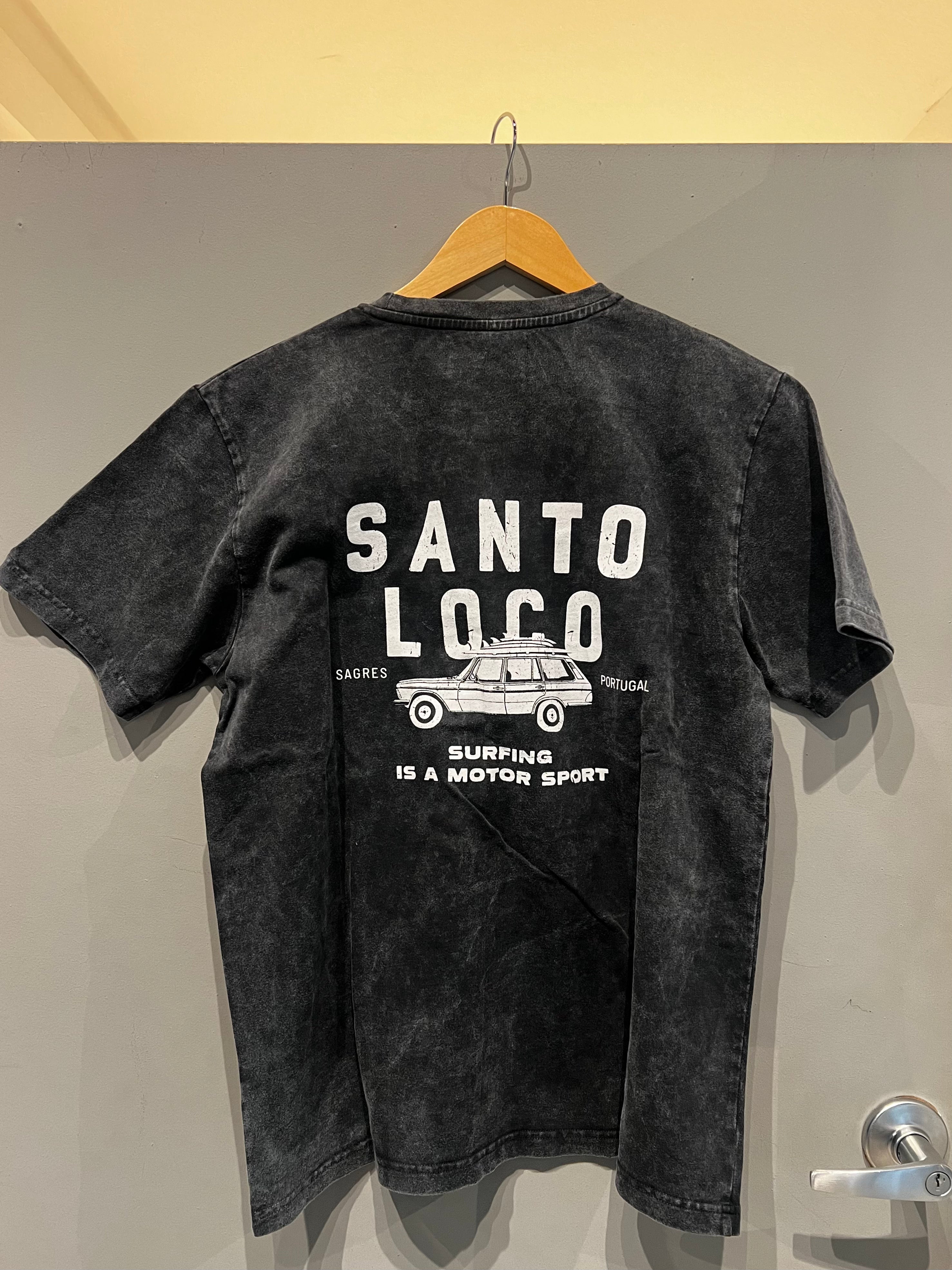 SantoLoco Sagres Surfing is a Motorsport T-Shirt Dark Wash