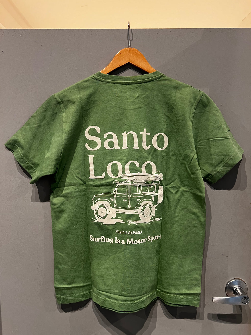 SantoLoco Munich Surfing is a Motorsport T-Shirt Green