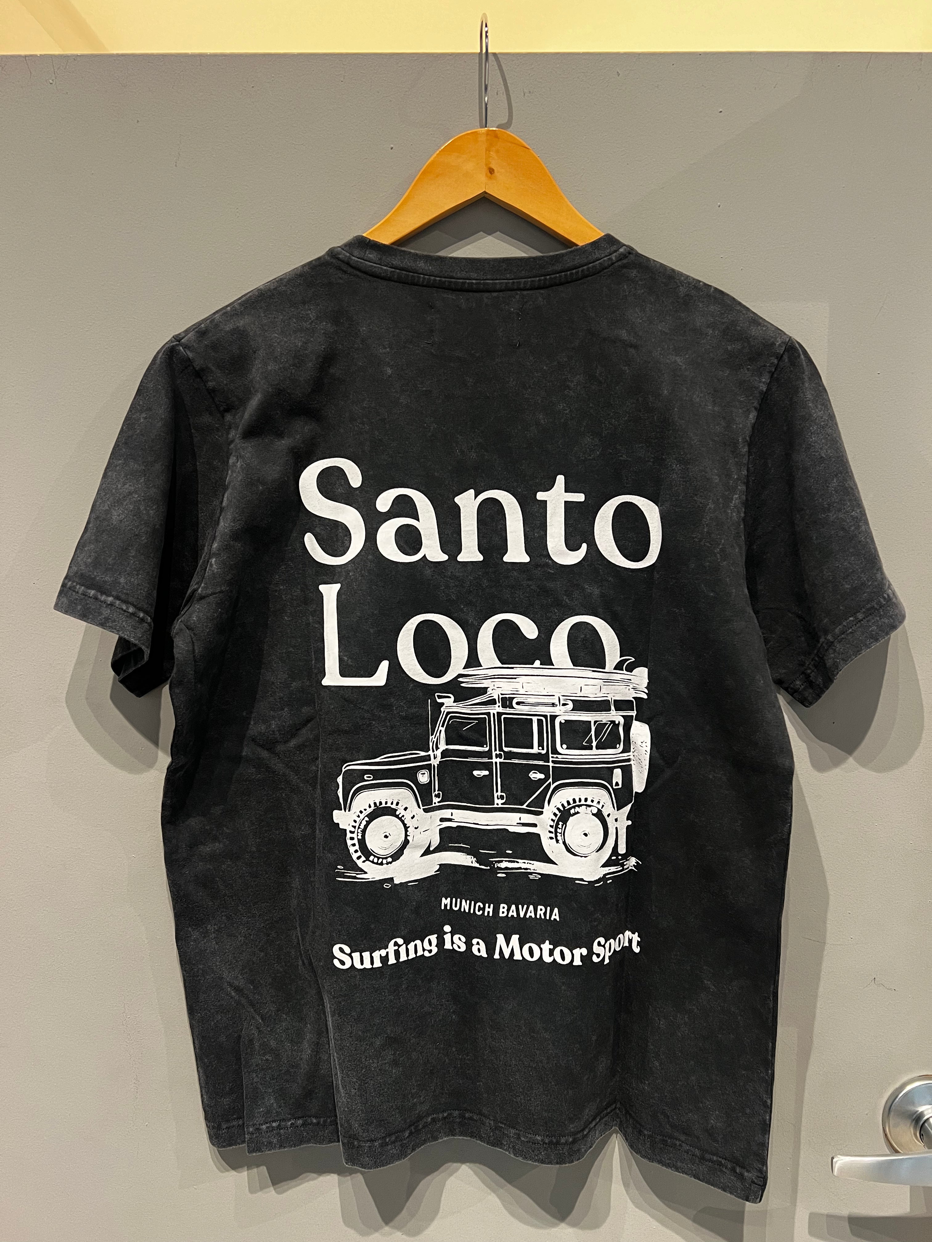 SantoLoco Munich Surfing is a Motorsport T-Shirt Dark Wash