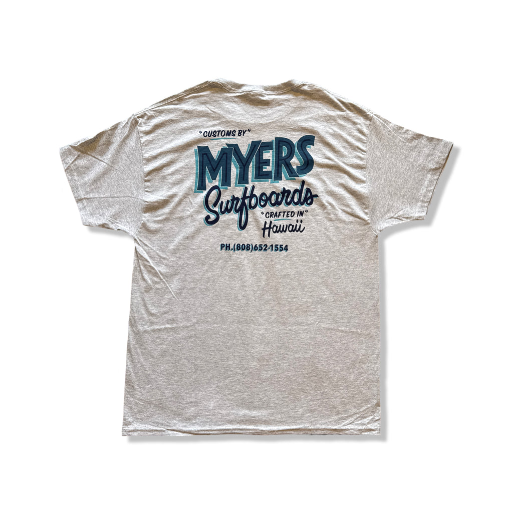 Myers Surfboards Lettering Tee - Heather Grey