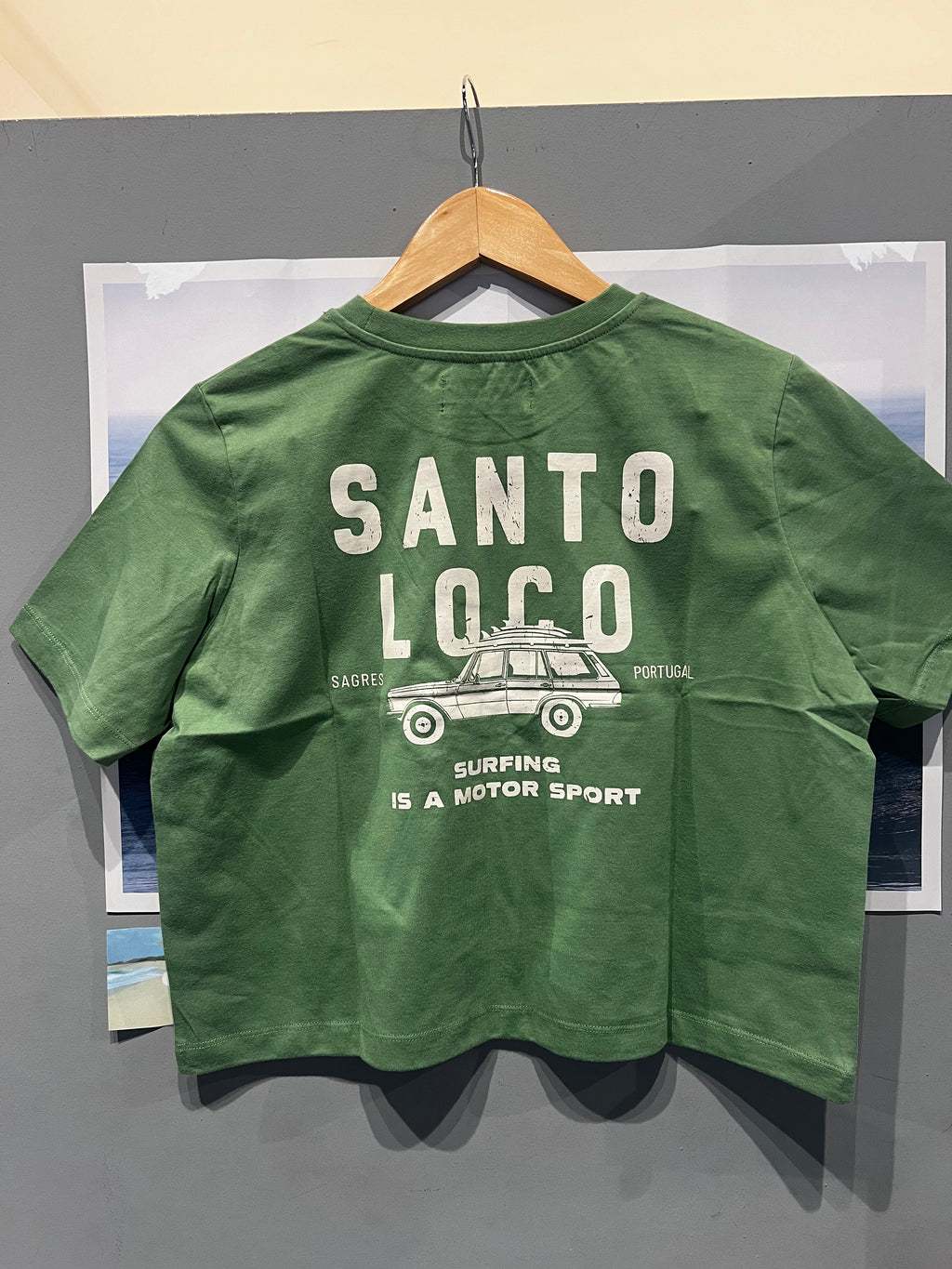 SantoLoco Women's Sagres Surfing is a Motorsport Crop Green
