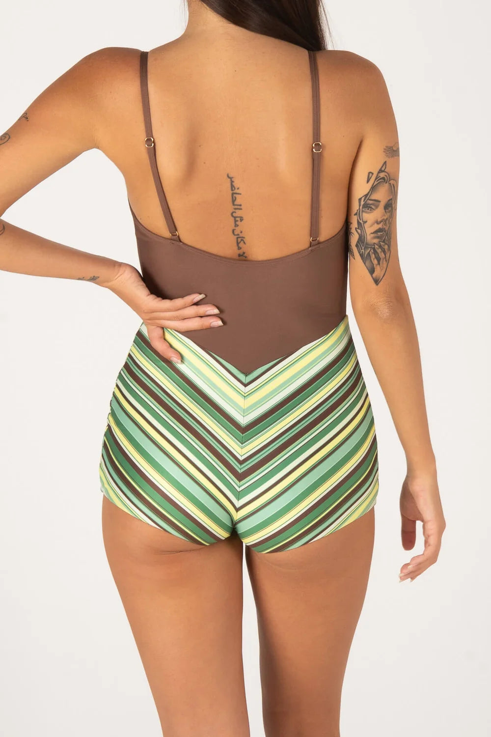 Inner Relm Holiday Surf Suit Green Stripe