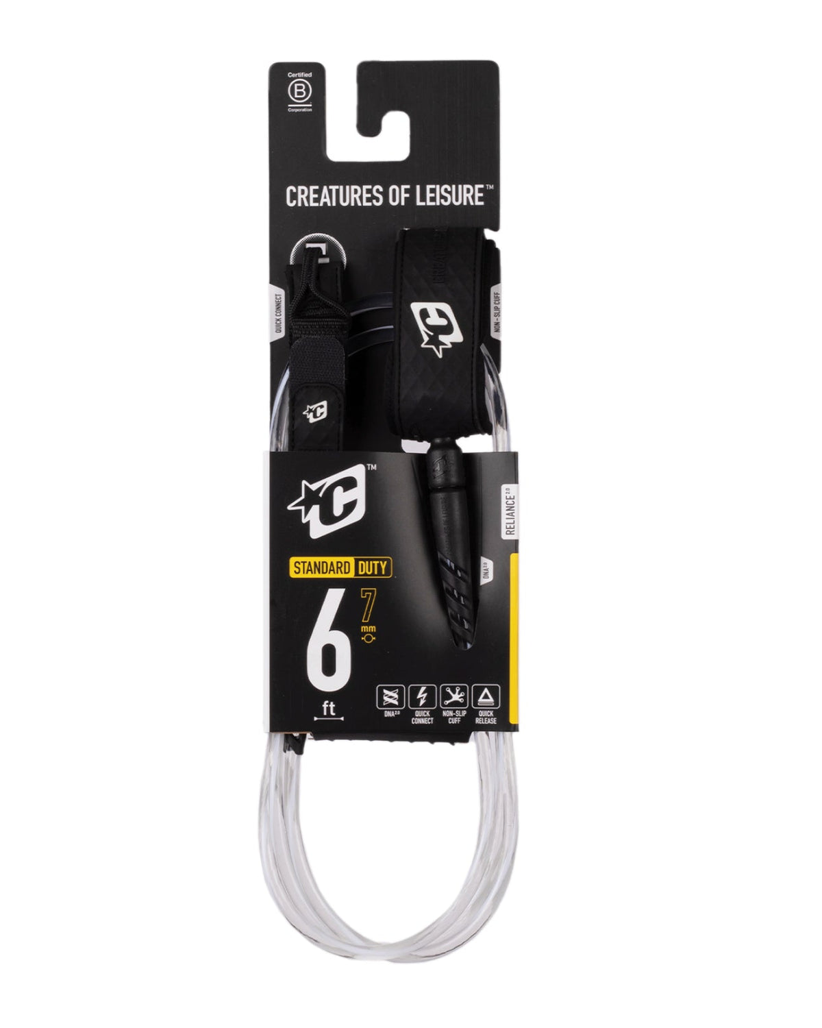 Creatures Reliance Standard Duty 6' Leash Clear White Twist Black