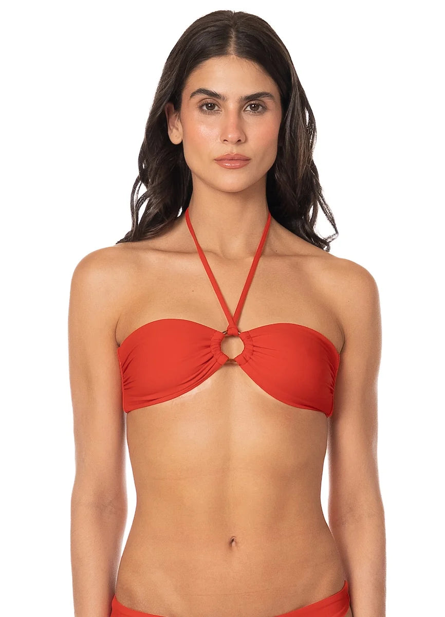 Maaji Red Jill Ring Bandeau Bikini Top Red