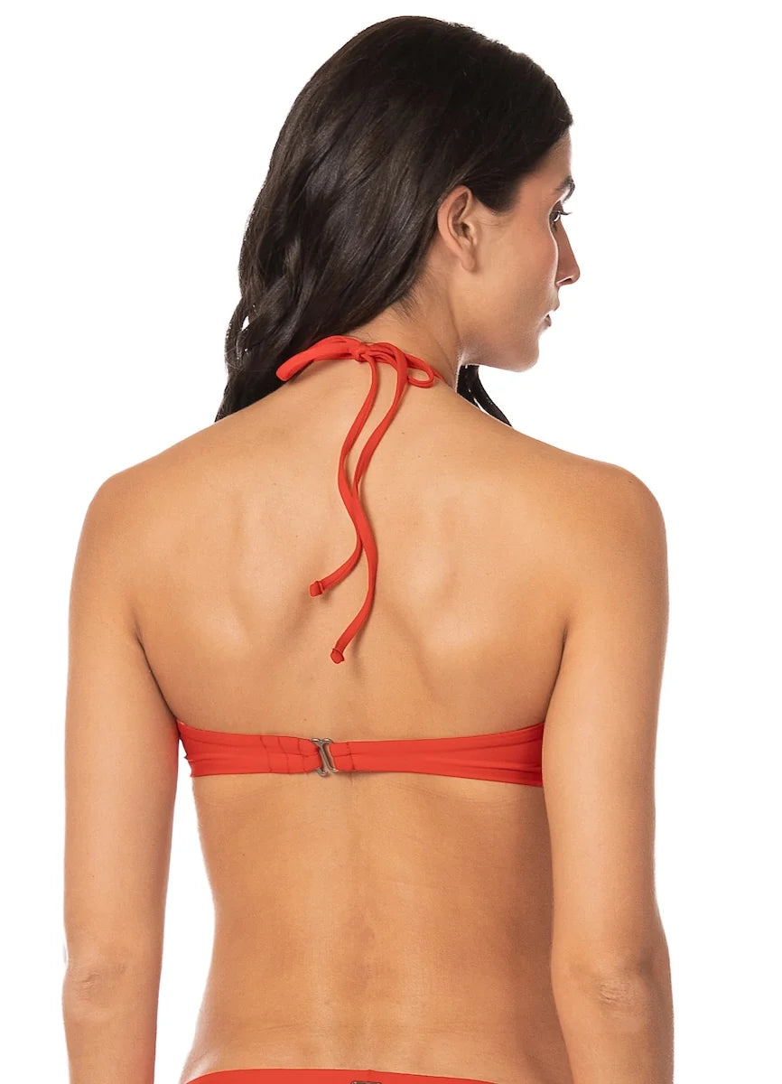 Maaji Red Jill Ring Bandeau Bikini Top Red