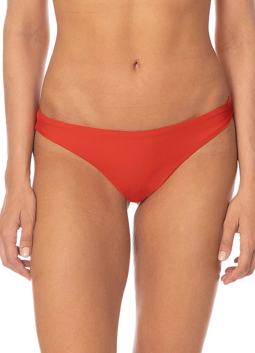 Maaji Red Iconic Low Rise Thin Side Bikini Bottom Red