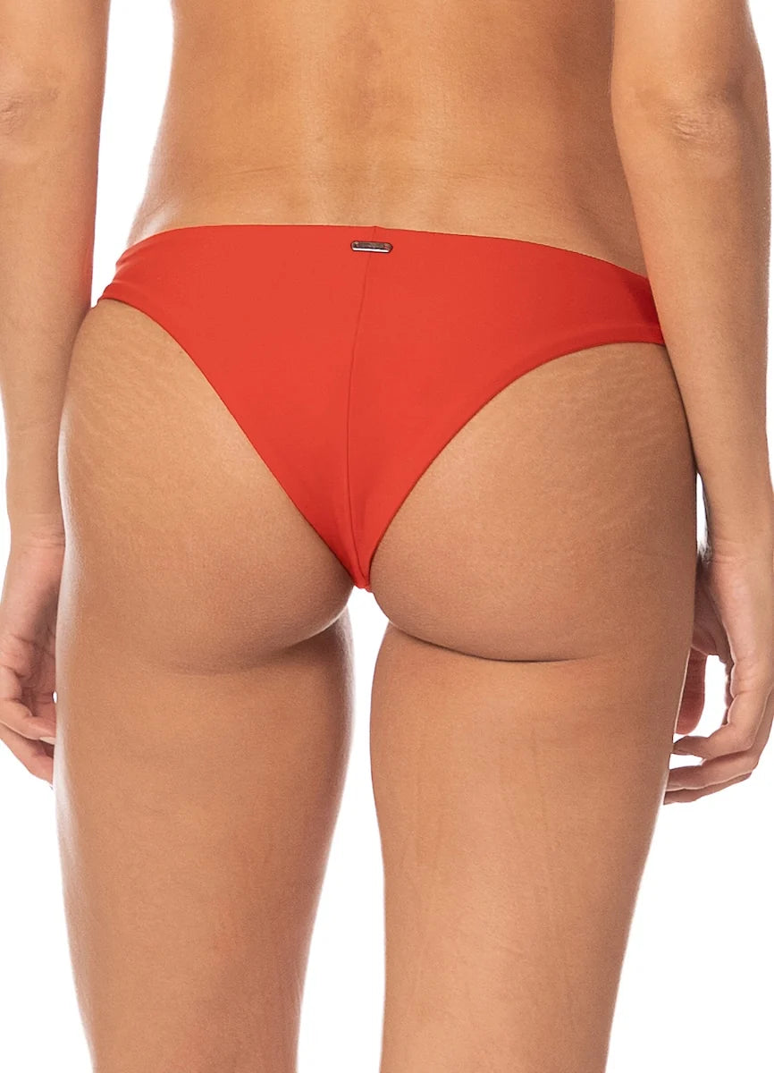 Maaji Red Iconic Low Rise Thin Side Bikini Bottom Red