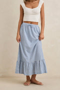 Rhythm - Lola Check Tiered Maxi Skirt Blue