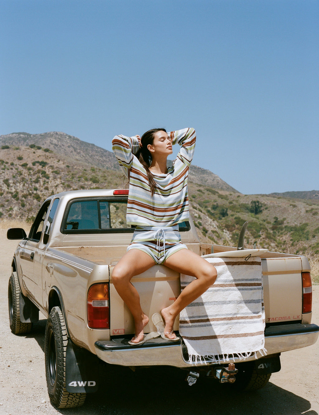 Rhythm Frankie Stripe Knit Top Marine Green