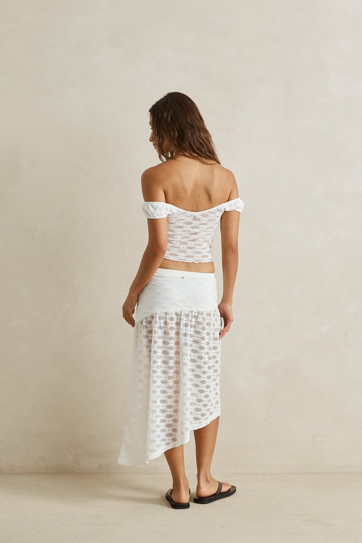 Rhythm Eve Lace Sweetheart Top White