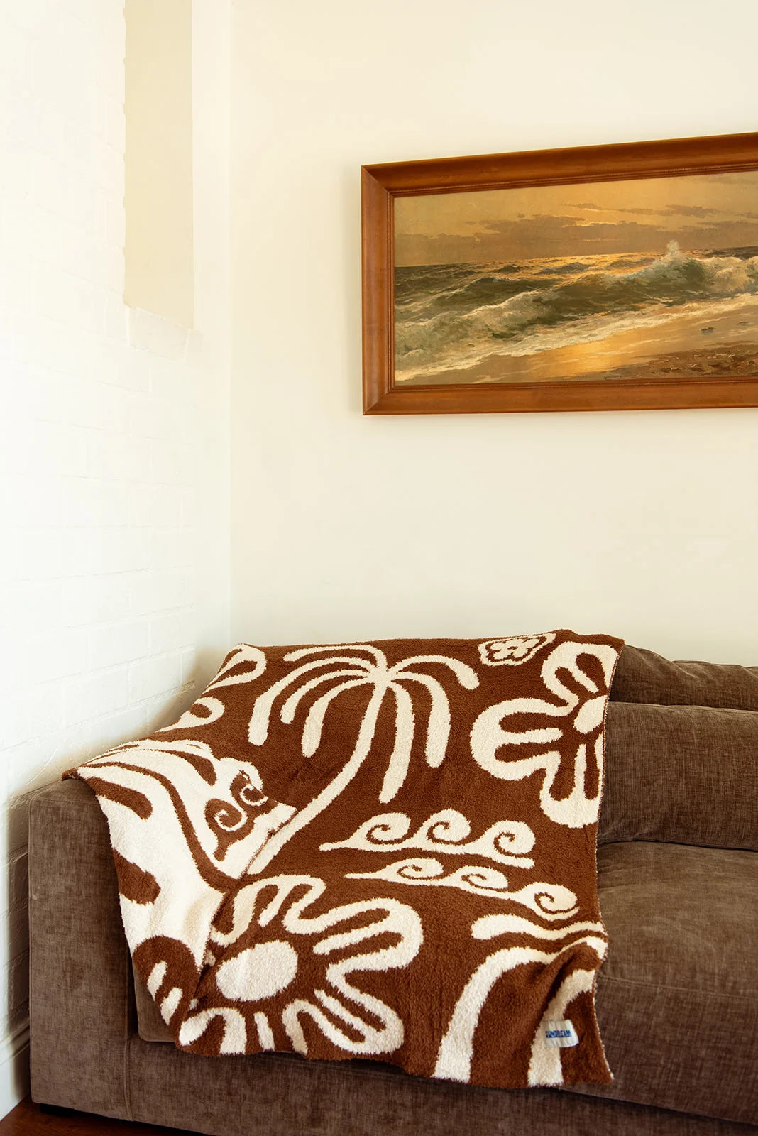 SUNDREAM Hanalei Plush Throw -Brown/Cream