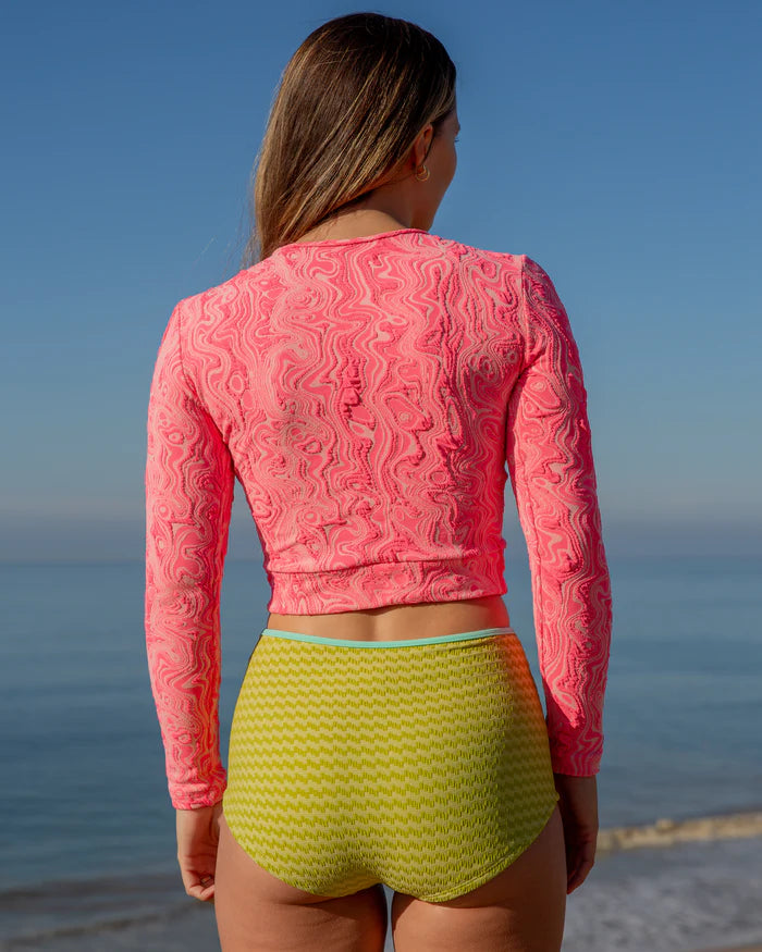 Seaa Palomar Crop Top Rashguard - Pink Glow