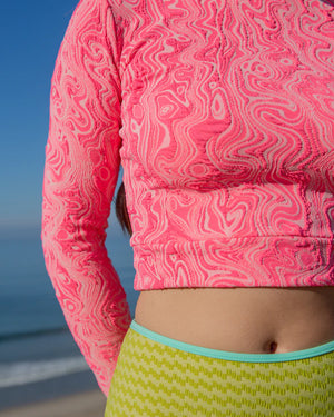 Seaa Palomar Crop Top Rashguard - Pink Glow