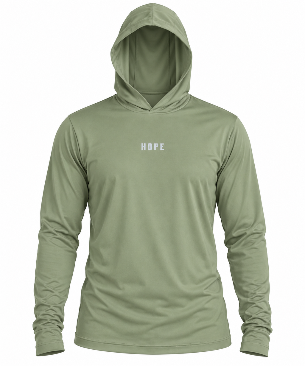 SantoLoco Hooded Long Sleeve Hope Performance Shirt - Leaf Green