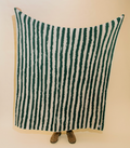 Sundream Green & Cream Stripe Plush Throw