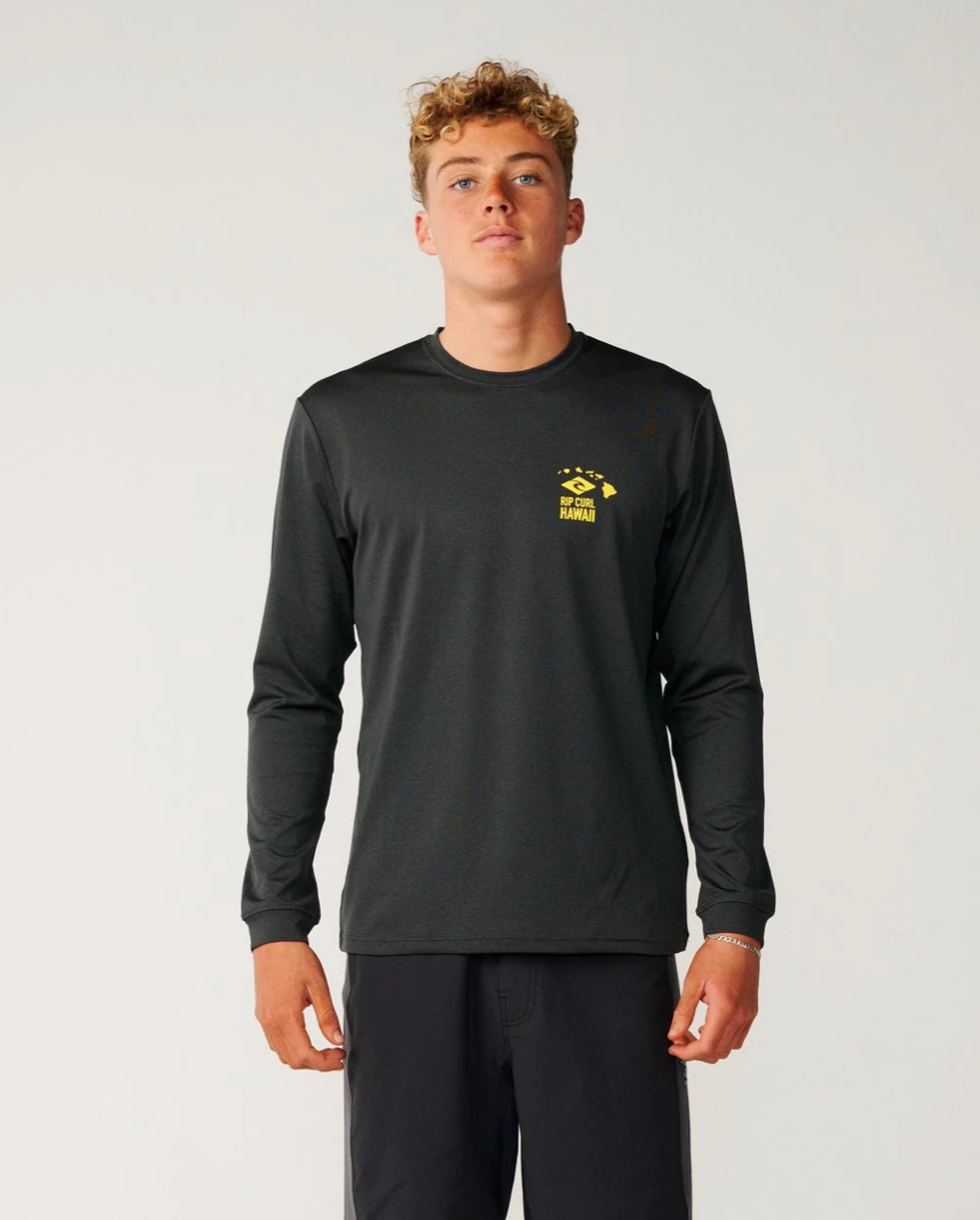 Ripcurl Hawaii Destination UPF LS Rash Guard Black