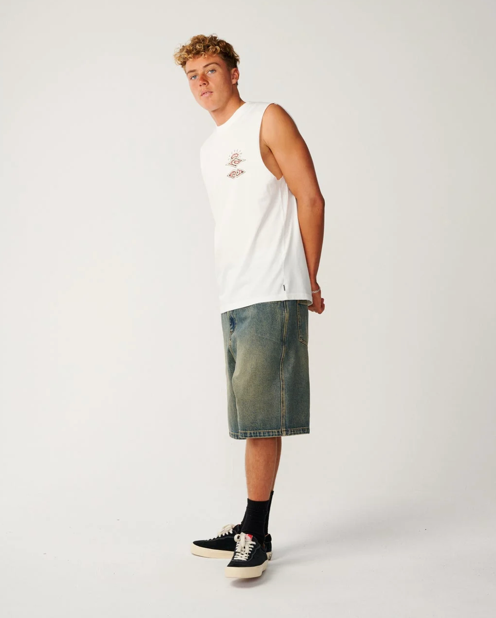 Ripcurl Disorder Boneyards Muscle Tee White