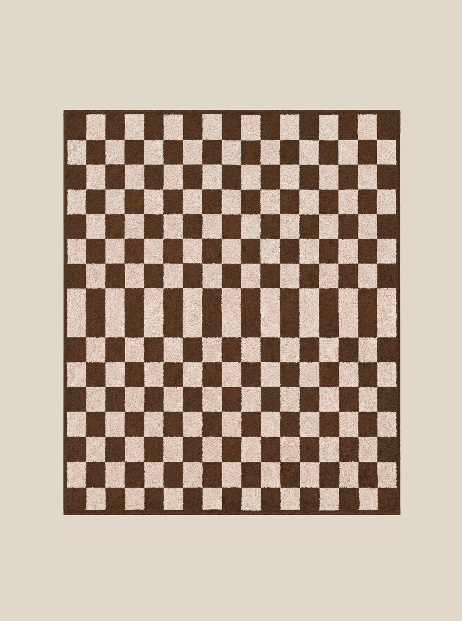 Sundream Checker Plush Throw - Classic Brown
