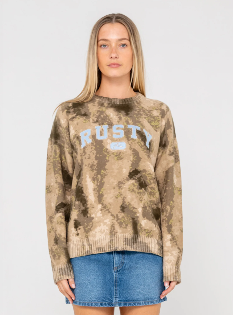 RUSTY CAMOOZY KNITTED CREW