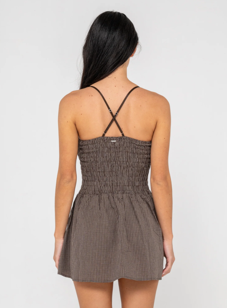 RUSTY MIMI SMOCKED MINI DRESS
