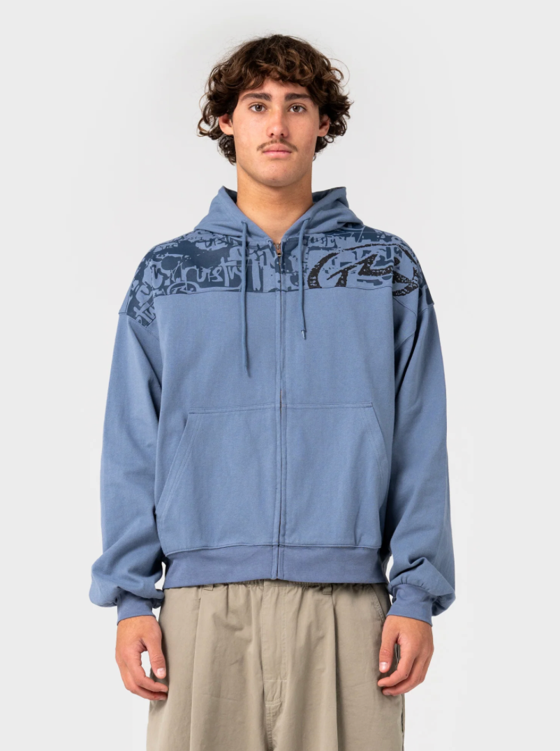 Rusty Chief Keef Lightweight Zip-Thru Hoodie Shadow Blue