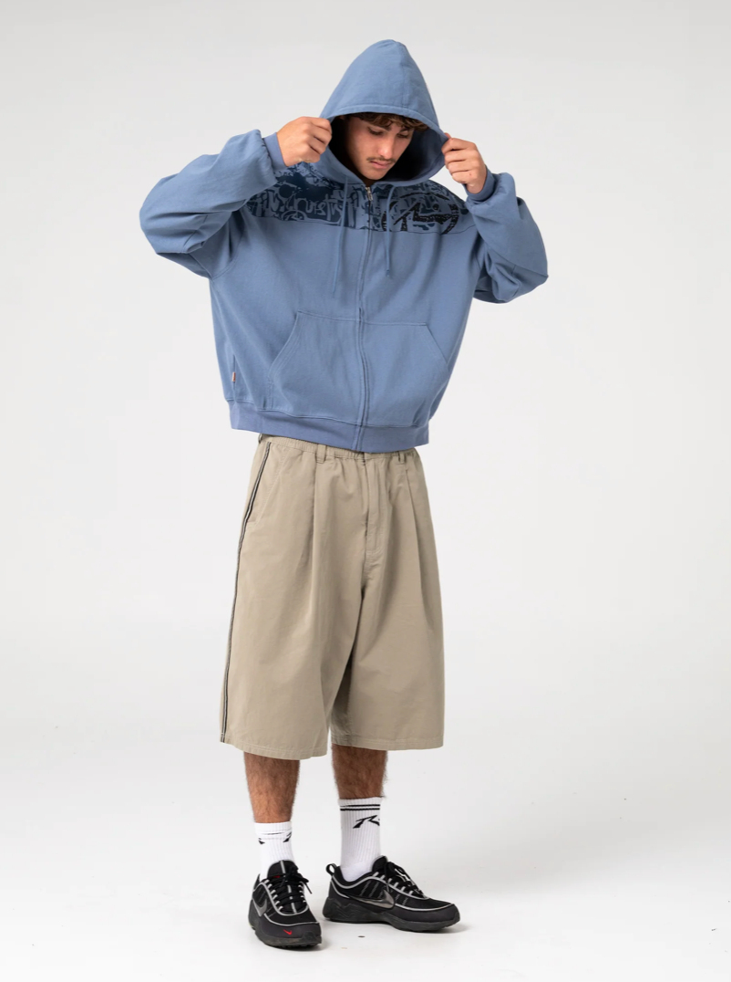 Rusty Chief Keef Lightweight Zip-Thru Hoodie Shadow Blue
