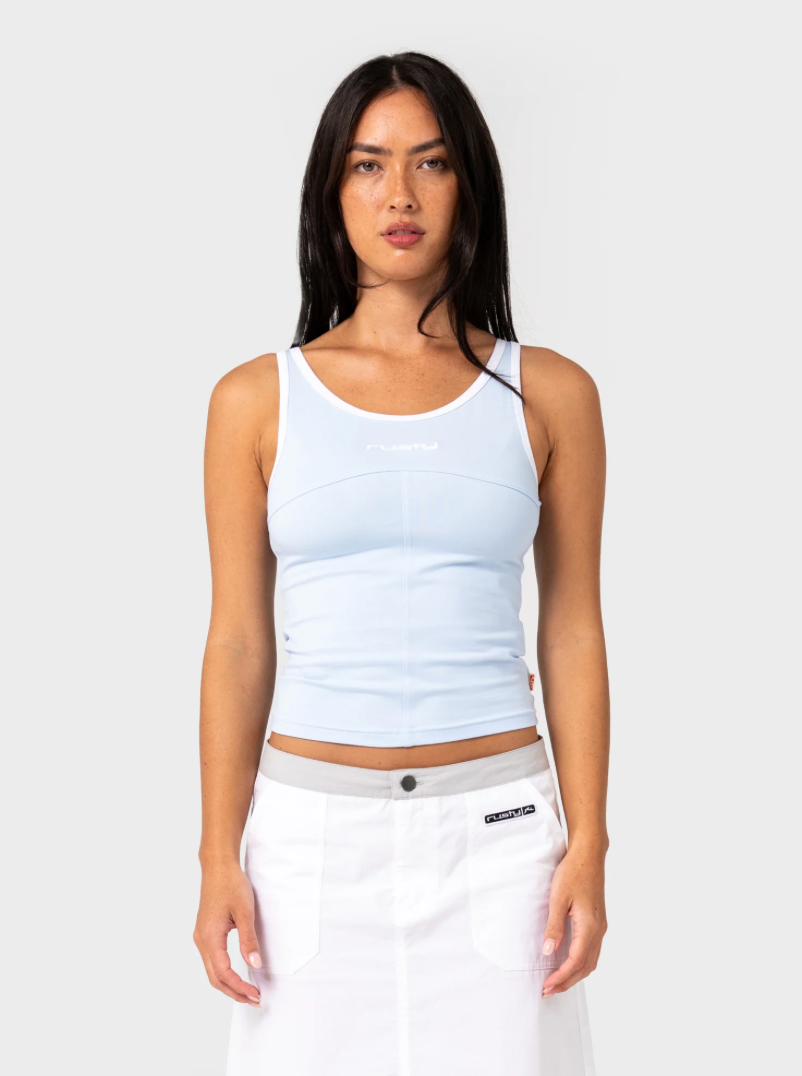 Rusty Score Contrast Tank Ice Blue