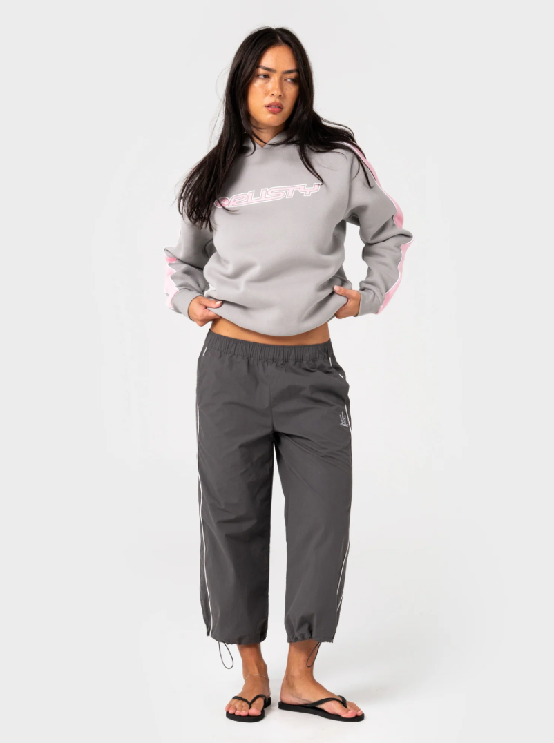Rusty Timmy Target Oversized Hooded Fleece Grey/Pink