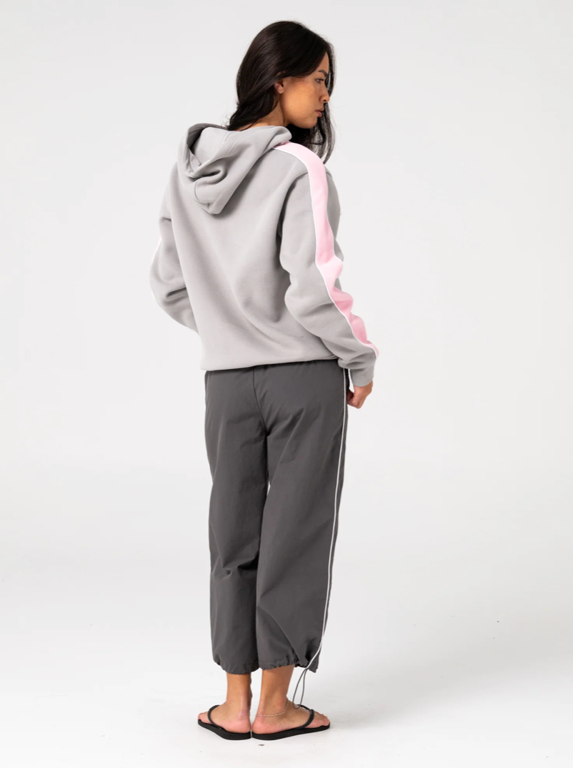 Rusty Timmy Target Oversized Hooded Fleece Grey/Pink