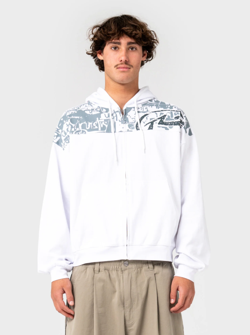 Rusty Chief Keef Lightweight-ZipThru Hoodie White