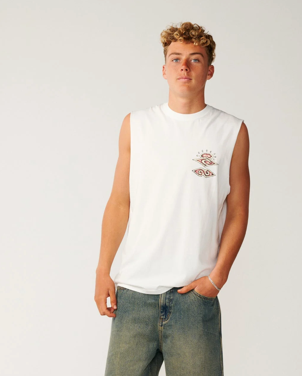 Ripcurl Disorder Boneyards Muscle Tee White