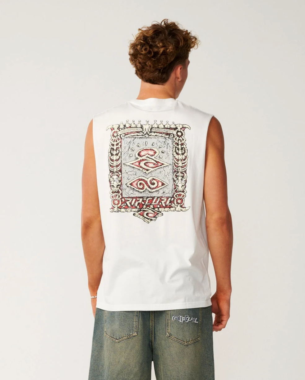 Ripcurl Disorder Boneyards Muscle Tee White