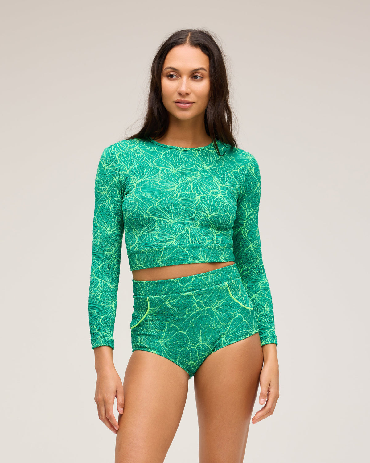 Seea Palomar Crop Top Rashguard Verdant - front