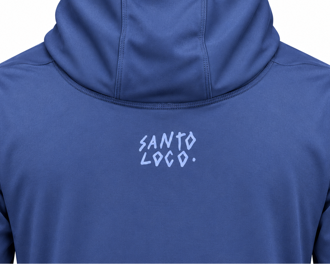 SantoLoco Hooded Long Sleeve Aloha Performance Shirt - Grey Blue