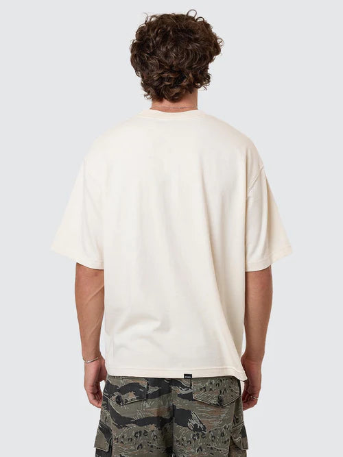 Thrills Embro Box Fit Oversized Cropped Tee - Unbleached