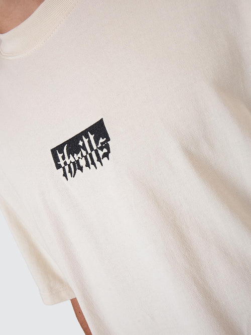 Thrills Embro Box Fit Oversized Cropped Tee - Unbleached