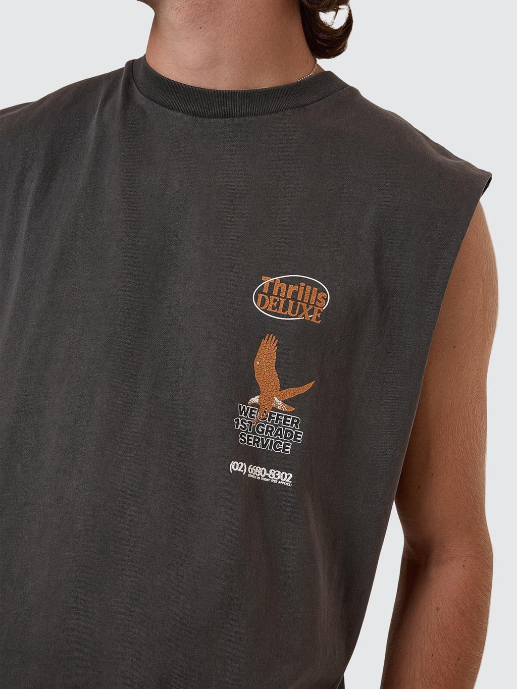 Thrills 1st Grade Heritage Merch Fit Muscle Tee Merch Black