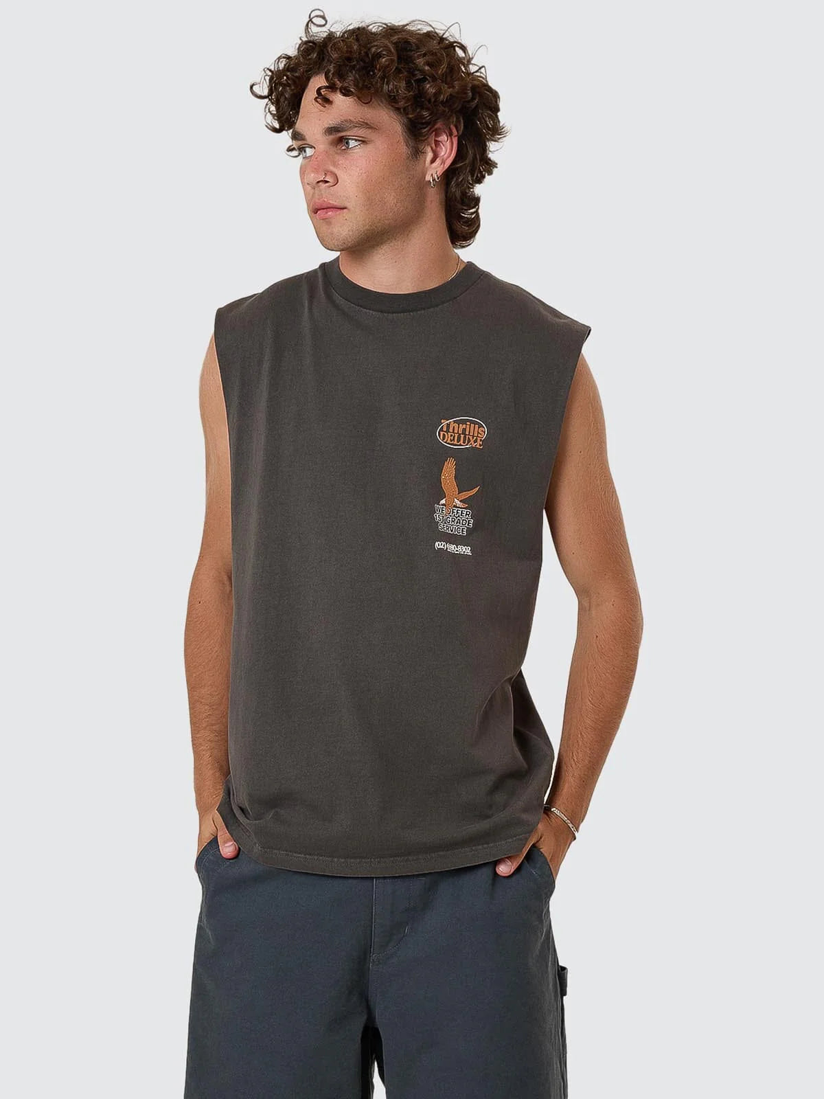 Thrills 1st Grade Heritage Merch Fit Muscle Tee Merch Black
