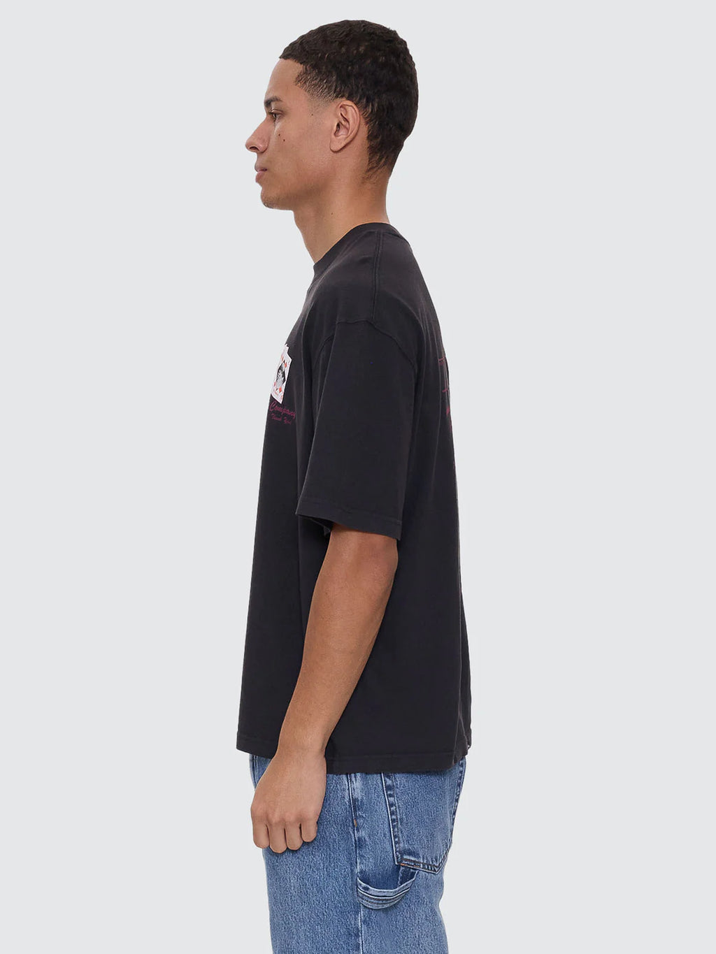 Thrills Appreciation Box Fit Oversized Cropped Tee Washed Black