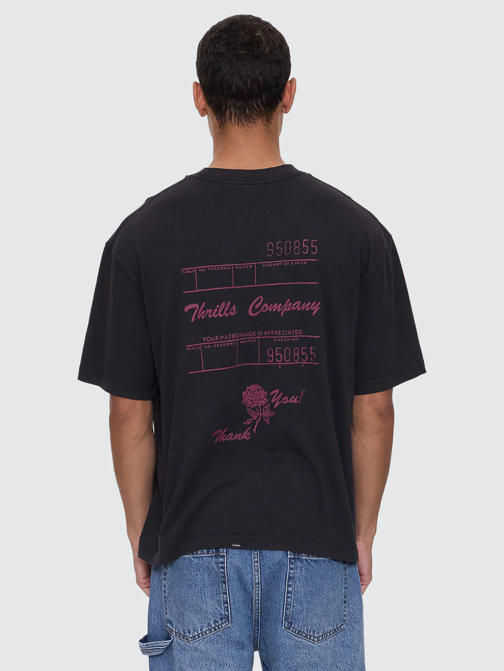 Thrills Appreciation Box Fit Oversized Cropped Tee Washed Black