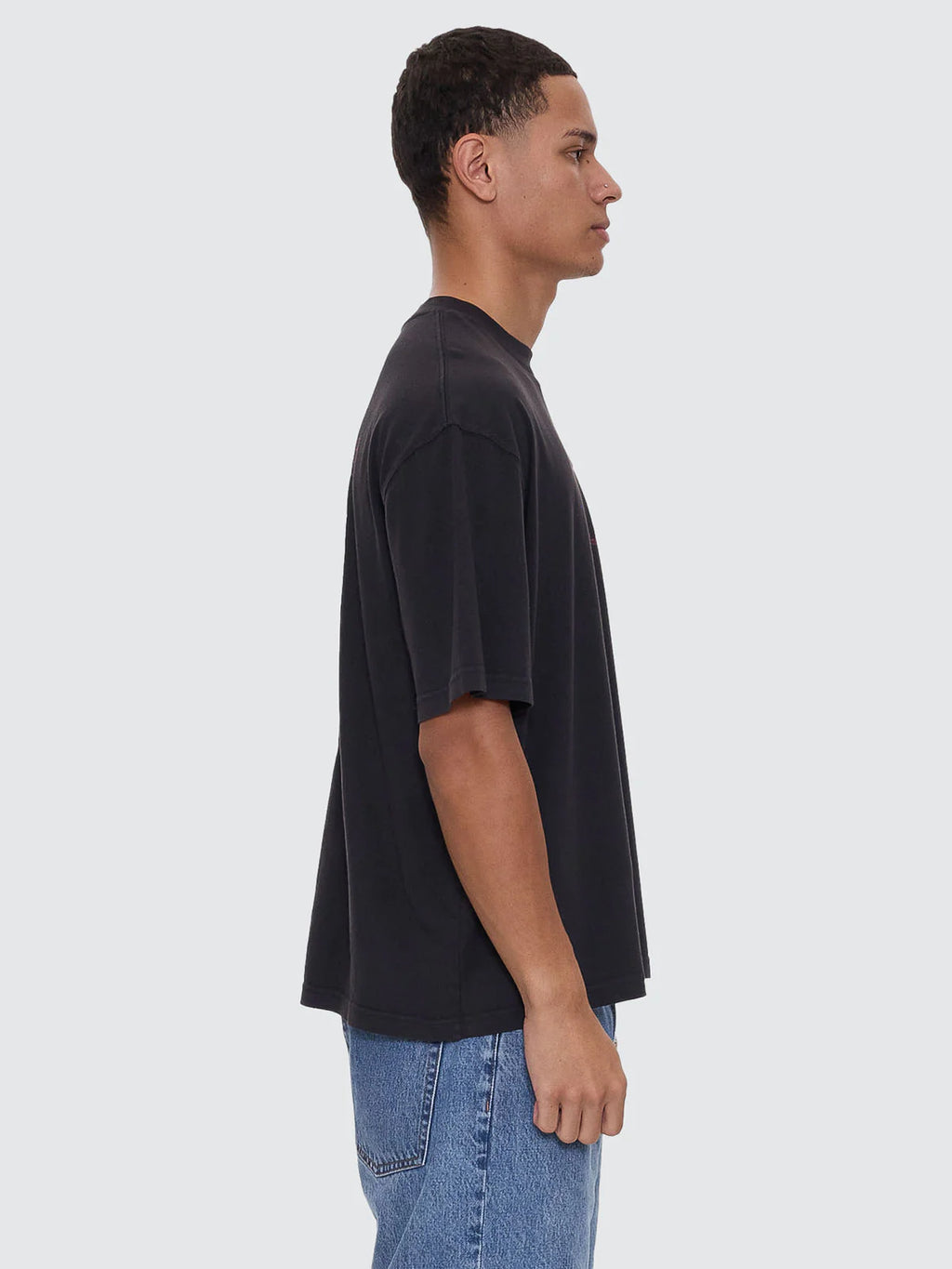 Thrills Appreciation Box Fit Oversized Cropped Tee Washed Black