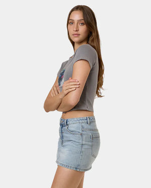 Thrills - Die Fighting Mini Tee - Washed Grey