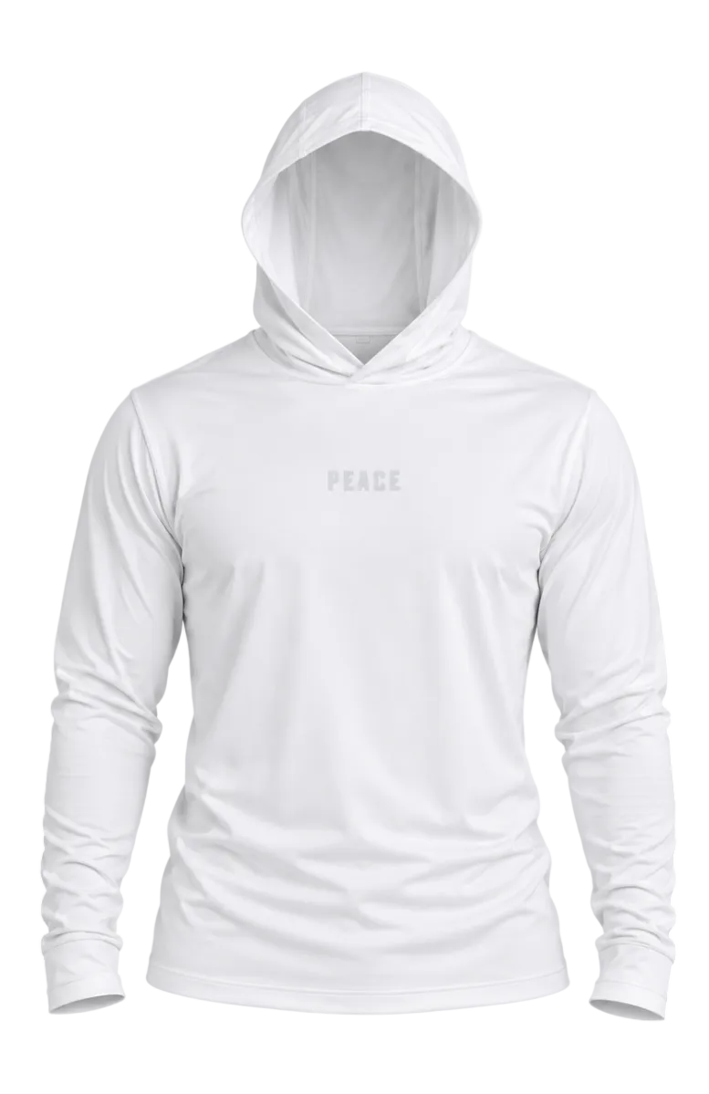 SantoLoco Hooded Long Sleeve Peace Performance Shirt - Off White