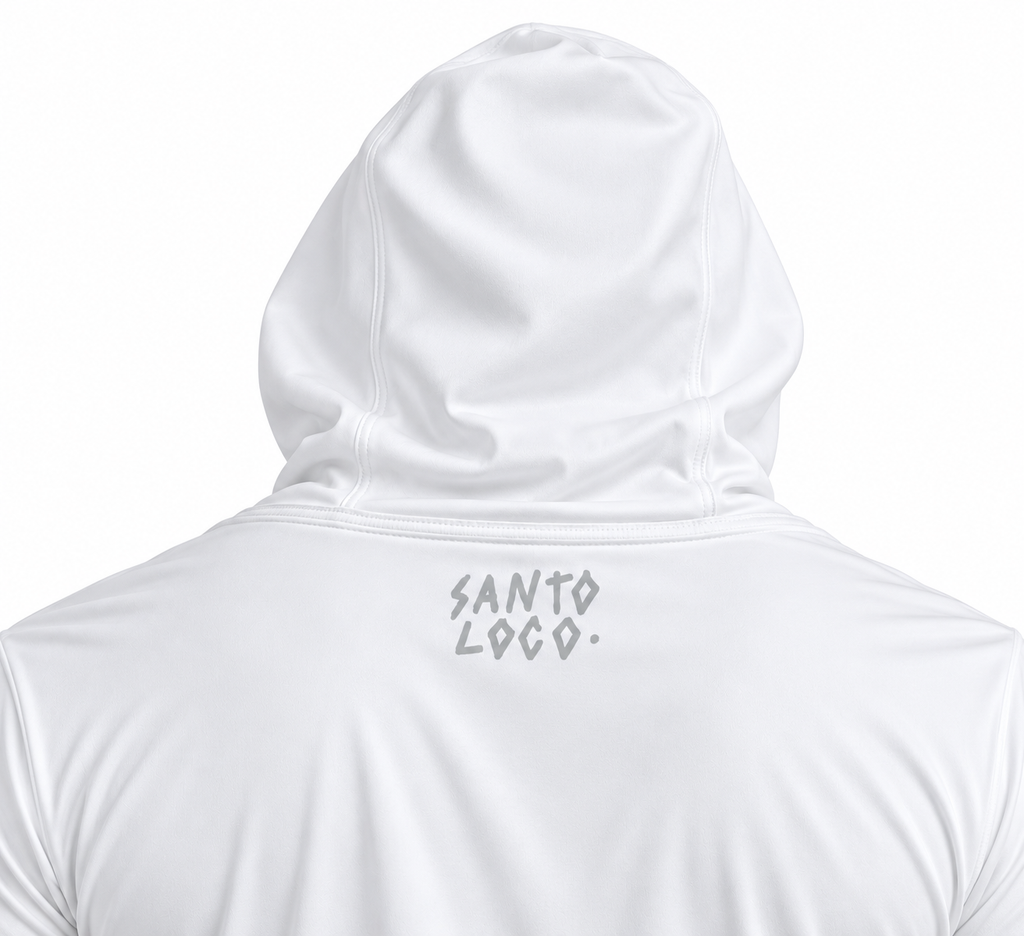 SantoLoco Hooded Long Sleeve Peace Performance Shirt - Off White